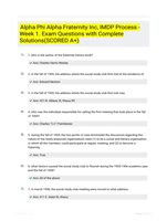 Alpha Phi Alpha Fraternity Inc, IMDP Process - Week 1. Exam Questions with Complete Solutions(SCORED A+)