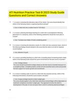 ATI Nutrition Practice Test B 2023 Study Guide Questions and Correct Answers