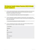 PN Mental Health Online Practice 2023 B Study Guide Graded A+