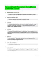 Advanced Health Assessment Exam 3 Review Questions & Answers