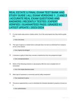 REAL ESTATE U FINAL EXAM TEST BANK AND STUDY GUIDE | ALL EXAM VERSIONS 1 , 2 AND 3 | ACCURATE REAL EXAM QUESTIONS AND ANSWERS | RECENTLY TESTED | EXPERT VERIFIED | GUARANTEED PASS | GRADED A | LATEST UPDATE | 2023/2024