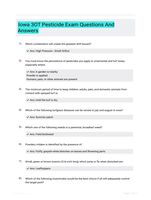 Iowa 3OT Pesticide Exam Questions And Answers 