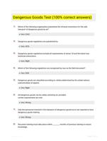 Dangerous Goods Test (100% correct answers)