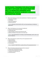 IAHSS BASIC TRAINING FOR HEALTHCARE SECURITY OFFICERS 200 QUESTIONS AND WELL ELABORATED ANSWERS WITH RATIONALES  UPDATE ALREADY A GRADED|NEW!!{ACTUAL EXAM}