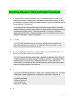 Maternal Newborn OB Final Exam Questions