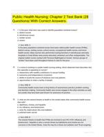 Public Health Nursing: Chapter 2 Test Bank |28 Questions| With Correct Answers.