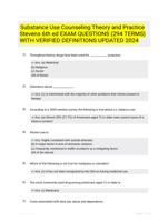 Substance Use Counseling Theory and Practice Stevens 6th ed EXAM QUESTIONS (294 TERMS) WITH VERIFIED DEFINITIONS UPDATED 2024