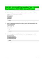 NSG 533 Advanced Pharmacology Test 1 Week 4 Test Questions With 100% Correct Answers