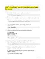  CERT Final Exam questions and answers latest top score.