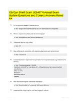 Ob/Gyn Shelf Exam  | Ob GYN  Actual Exam Update   Questions and Correct Answers Rated  A+