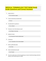 MEDICAL TERMINOLOGY TEST BANK Study Guide Questions and Correct Answers