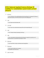 BTEC National Applied Science Biology 39 CORRECTLY ANSWERED QUESTIONS LATEST UPDATE