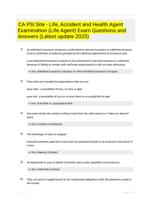 CA PSI Site - Life, Accident and Health Agent Examination (Life Agent) Exam Questions and Answers (Latest update 2023)