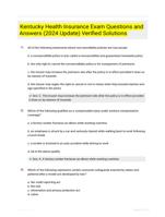 Kentucky Health Insurance Exam Questions and Answers (2024 Update) Verified Solutions