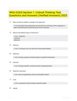 WGU D265 Section 1: Critical Thinking Test Questions and Answers (Verified Answers) 2023