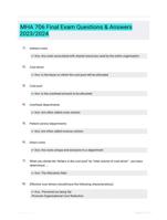 MHA 706 Final Exam Questions & Answers 2023/2024