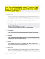 DCF Special Needs Appropriate Practices (SNP) Exam 2023 QUESTIONS AND ANSWERS (100% CORRECT) GRADED A