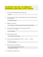 PA NOTARY TEST 2021 42 CORRECTLY ANSWERED QUESTIONS LATEST UPDATE