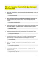 PSI Life Insurance Test (solved) Questions and Answers 2024.