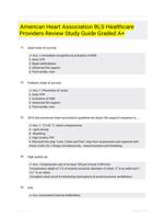 American Heart Association BLS Healthcare Providers Review Study Guide Graded A+