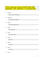 HOSA Veterinary Science QUESTIONS AND ANSWERS 100% VERIFIED A+ GUARANTEED