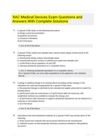 RAC Medical Devices Exam Questions and Answers With Complete Solutions