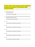 ATSSA Traffic Control Supervisor Re-certification (missing some basics) |53 Questions| With Correct Answers.