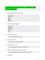 UAMS Microbiology Exam 1 questions with correct answers