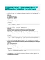 Pumping Apparatus Driver/Operator Final Test 2023 Questions with all the correct answers