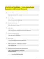 LSUS MHA 706 FINAL - LORD Study Guide Questions and Correct Answers