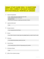 Global I STUDY GUIDE 2024 | 14 QUESTIONS WITH 100% CORRECT DETAILED ANSWERS WITH RATIONALES | VERIFIED |A+ GRADED