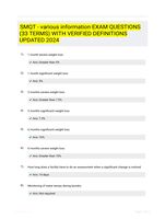 SMQT - various information EXAM QUESTIONS (33 TERMS) WITH VERIFIED DEFINITIONS UPDATED 2024