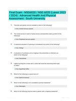 Final Exam - NSG6020 / NSG 6020 (Latest 2023 / 2024) : Advanced Health And Physical Assessment - South University