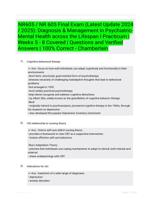 NR605 / NR 605 Final Exam (Latest Update 2024 / 2025): Diagnosis & Management in Psychiatric-Mental Health across the Lifespan I Practicum | Weeks 5 - 8 Covered | Questions and Verified Answers | 100% Correct - Chamberlain