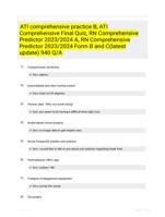 ATI comprehensive practice B, ATI Comprehensive Final Quiz, RN Comprehensive Predictor 2023/2024 A, RN Comprehensive Predictor 2023/2024 Form B and C(latest update) 940 Q/A