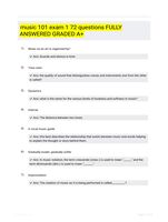 music 101 exam 1 72 questions FULLY ANSWERED GRADED A+