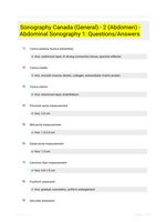 Sonography Canada (General) - 2 (Abdomen) - Abdominal Sonography 1: Questions/Answers