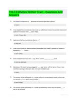 TDLR Esthetics Written Exam - Questions And Answers