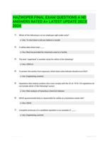 HAZWOPER FINAL EXAM QUESTIONS A ND ANSWERS RATED A+ LATEST UPDATE 2023|2024