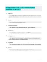 Real Estate U Final Exam Questions And Answers 2024/2025