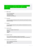 AQA Psychology A-Level Paper 2 QUESTIONS AND ANSWERS  2024/2025(A+ GRADED VERIFIED)