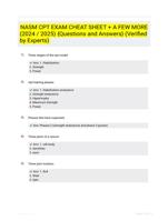 NASM CPT EXAM CHEAT SHEET + A FEW MORE (2024 / 2025) {Questions and Answers} (Verified by Experts)