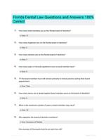 Florida Dental Law  Questions and Answers 100% Correct