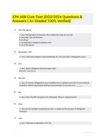 EPA 608 Core Test 2023/2024 Questions & Answers ( A+ Graded 100% Verified)