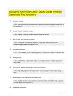 Inorganic Chemistry ACS: Study Guide Verified Questions And Answers