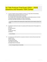 NJ Title Producer Final Exam (2023 – 2024) Questions and Answers 100% Correct