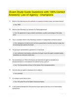 (Exam Study Guide Questions with 100% Correct Answers): Law of Agency - Champions