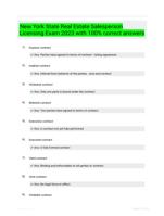 New York State Real Estate Salesperson Licensing Exam 2023 with 100% correct answers