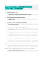 Real Estate FL Exam 2023 89 PRACTICE QUESTIONS AND ANSWER