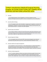 Timby's Introductory Medical-Surgical Nursing Chapter 45 EXAM QUESTIONS (68 TERMS) WITH VERIFIED DEFINITIONS UPDATED 2024